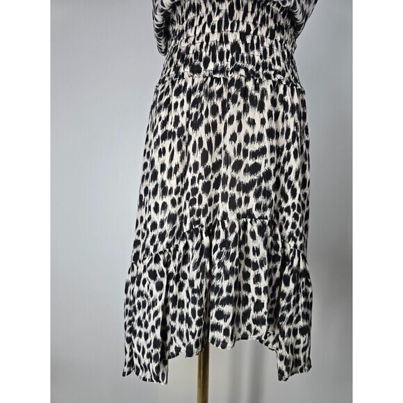 NEW! $595 A.L.C. Womens Silk Halter Leopard-Print Dress Black & Cream alc - Picture 7 of 11